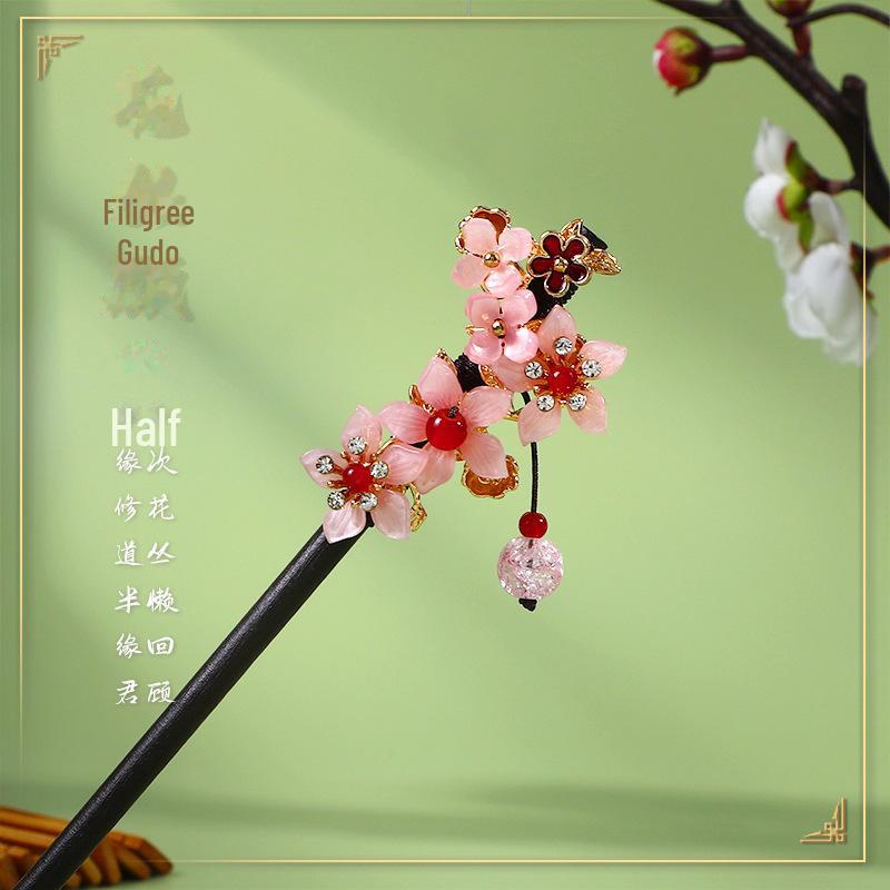 Заколка для волос с кисточкой из искусственного черного дерева в старинном стиле - аксессуар ханьфу для женщин