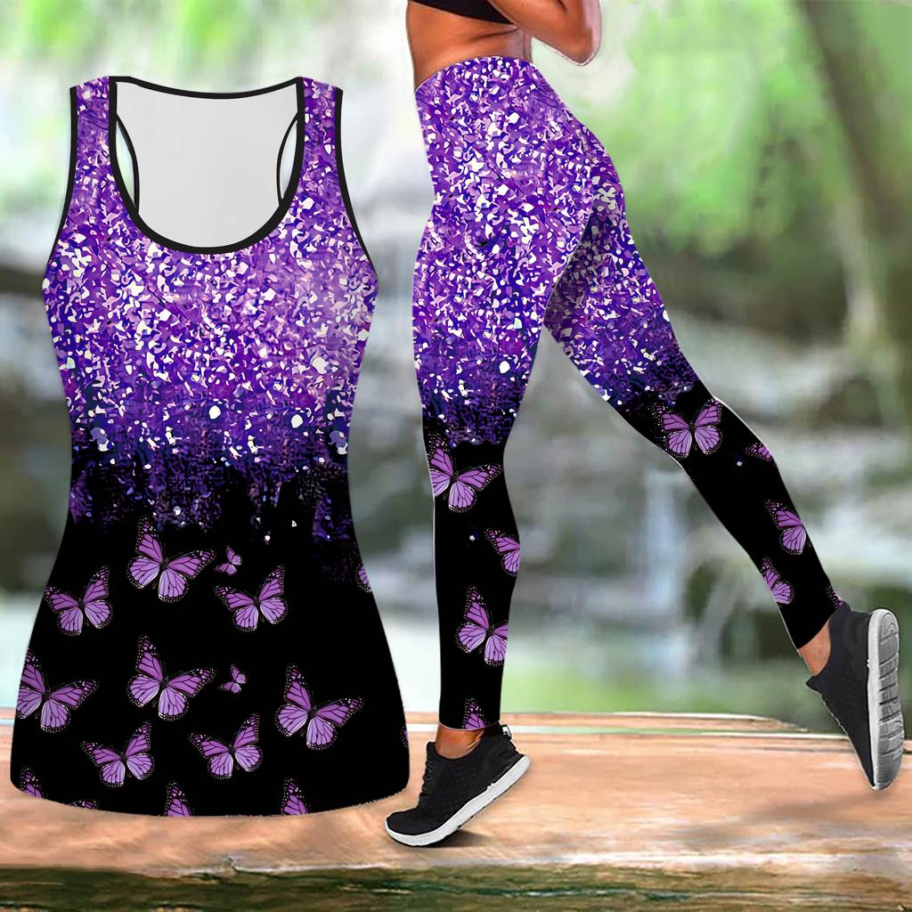 Пластиковый принт бабочки йога костюм для женщин модные леггинсы для тренировок фитнес спортивный повседневный комплект для йоги спортивный костюм