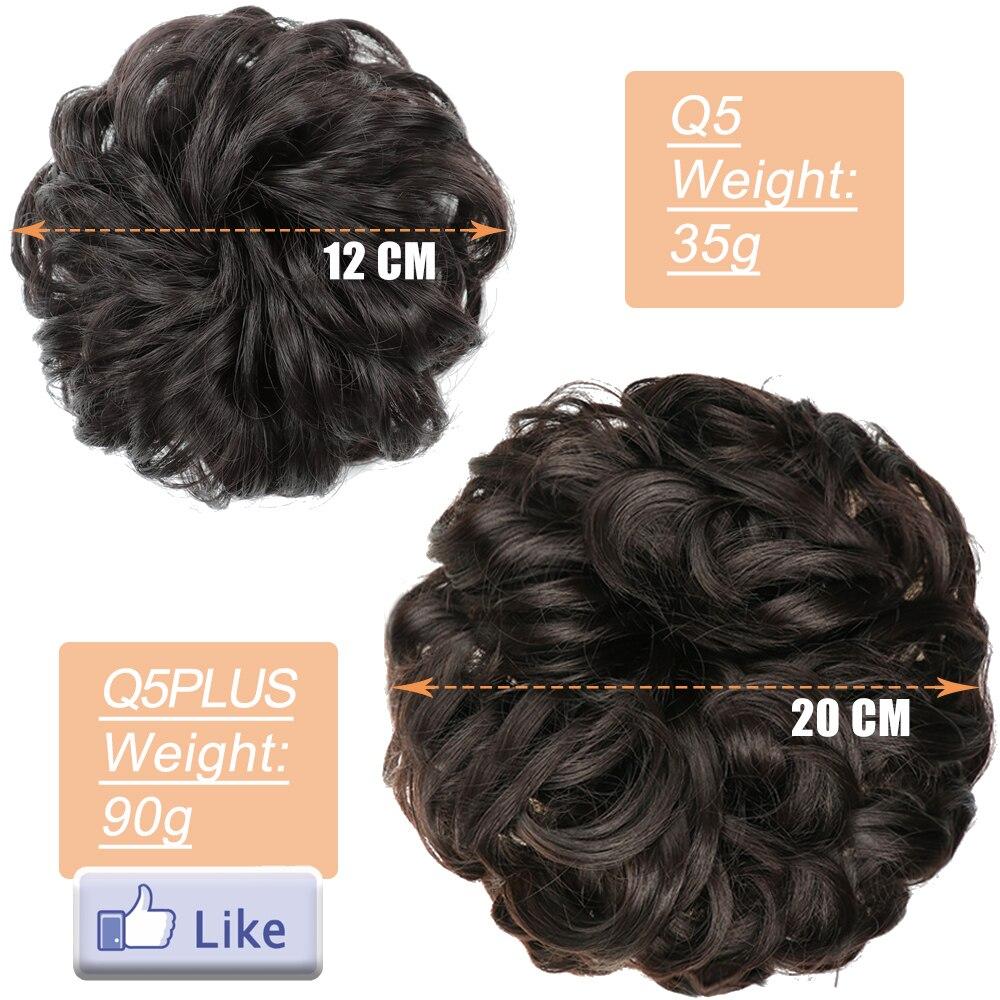 MISS WIG Women Messy Chignon Donut Hair Bun Fake Hair Elastic Chignon Synthetic Fiber Hairpiece Gray Black Brown Color
