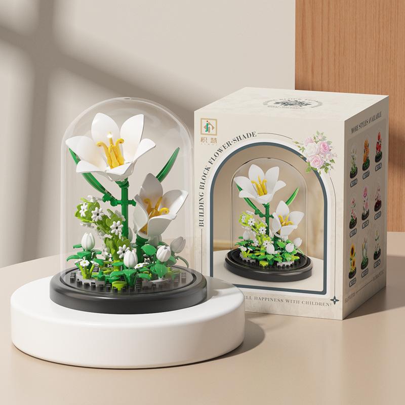 Flower Bouquet Building Blocks Plastic Plant Bonsai Desktop Ornaments Home Decoration