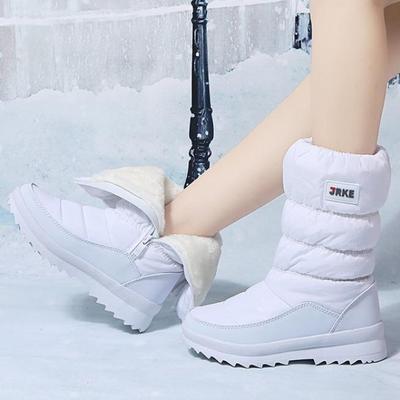 Зимние сапоги на толстой подошве. Хлопковые сапоги с боковой молнией. Теплая женская обувь.