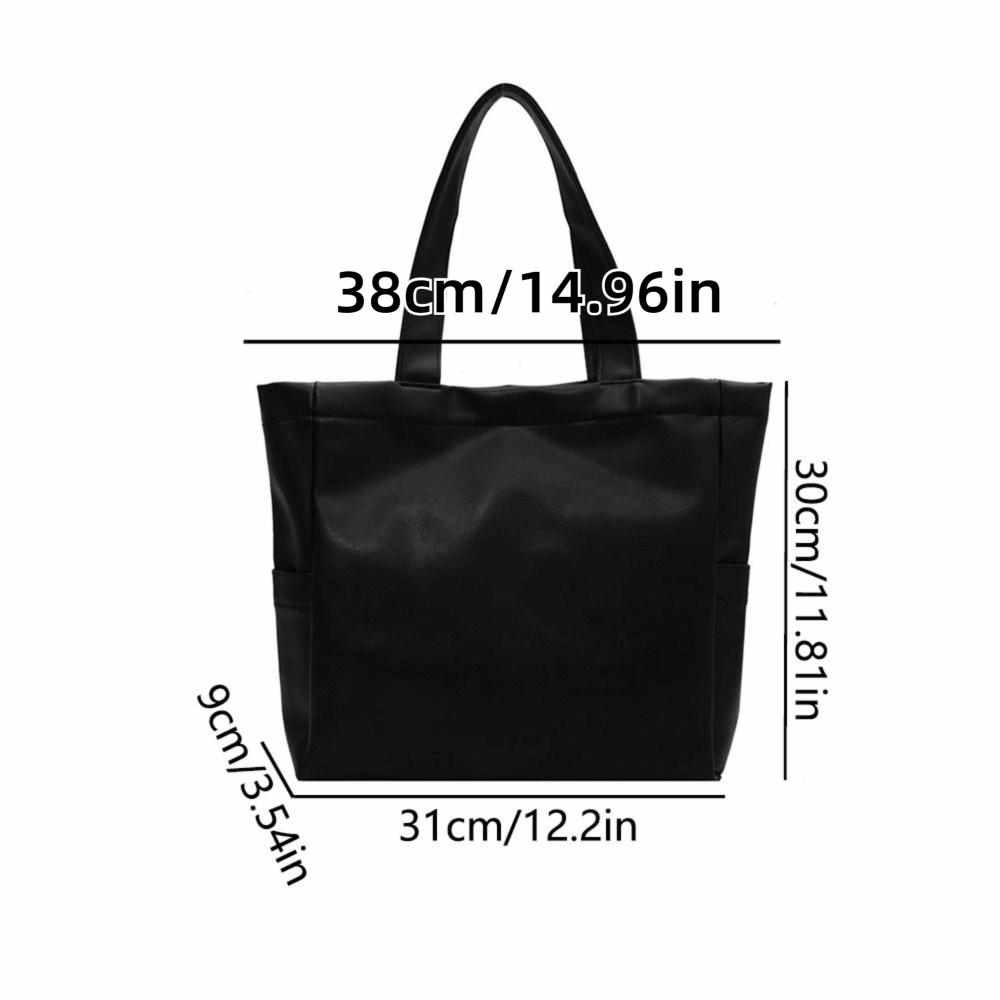 Vertical Square Large Capacity Handbag Solid Color Portable Shoulder Bag College Student