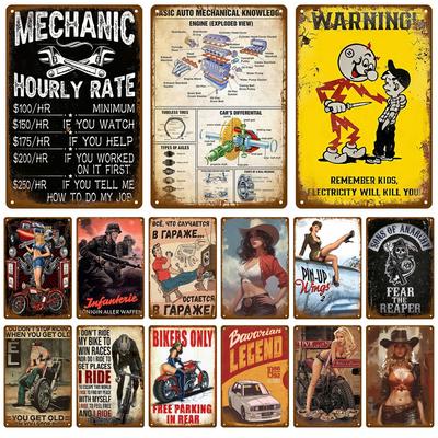 Металлический знак Гараж Газ Масло Свеча зажигания Шиномонтаж Man Cave Club Bar Home Wall Decor Art Vintage Decor Жестяная табличка Декоративная табличка