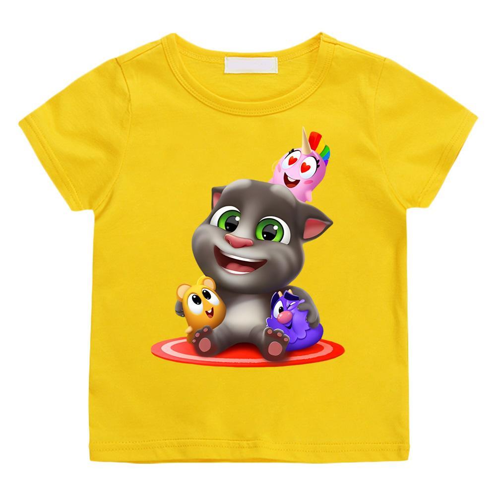 Футболка Talking Tom Game Игровая Повседневная 100% Хлопковая Футболка Мальчики/девочки 6-12 лет Мальчик Футболки Детская Футболка с Графическим Принтом Одежда