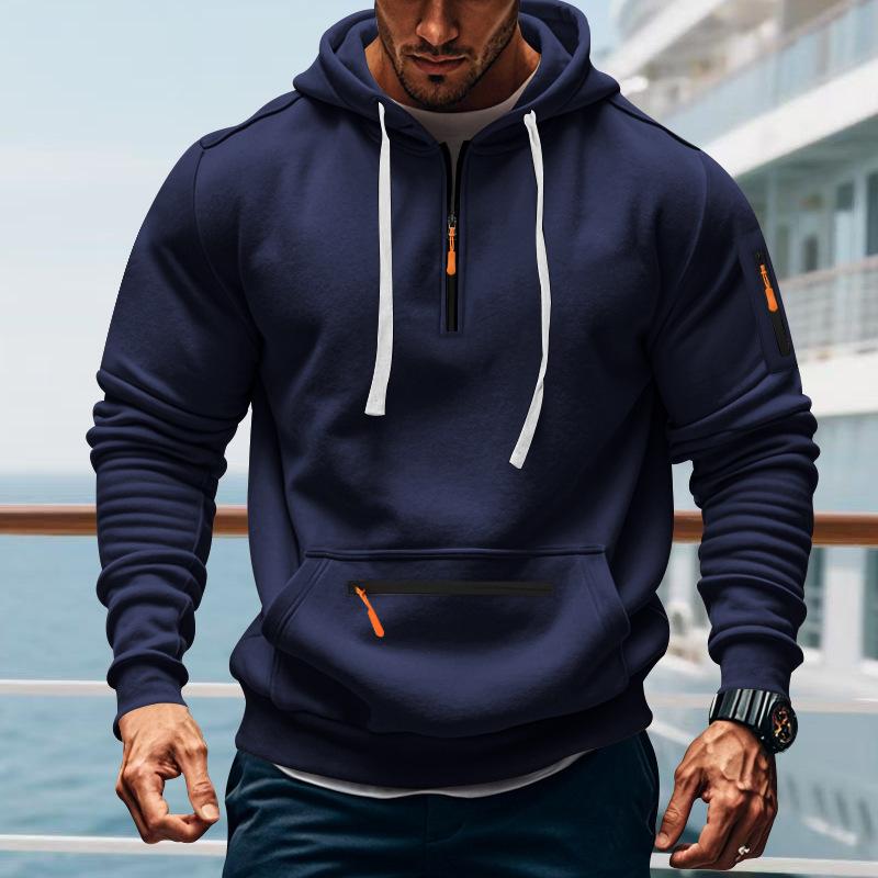 Men's Loose Fit Heavyweight American-Style Casual Sportswear Jacket Fleece Lined Hooded Sweatshirt for Winter