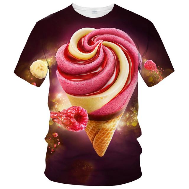Футболки Summer Interest Ice Cream с графическим принтом для мужчин, повседневные, с 3D-принтом, крутые футболки, хип-хоп, харадзюку, с круглым вырезом, уличные топы