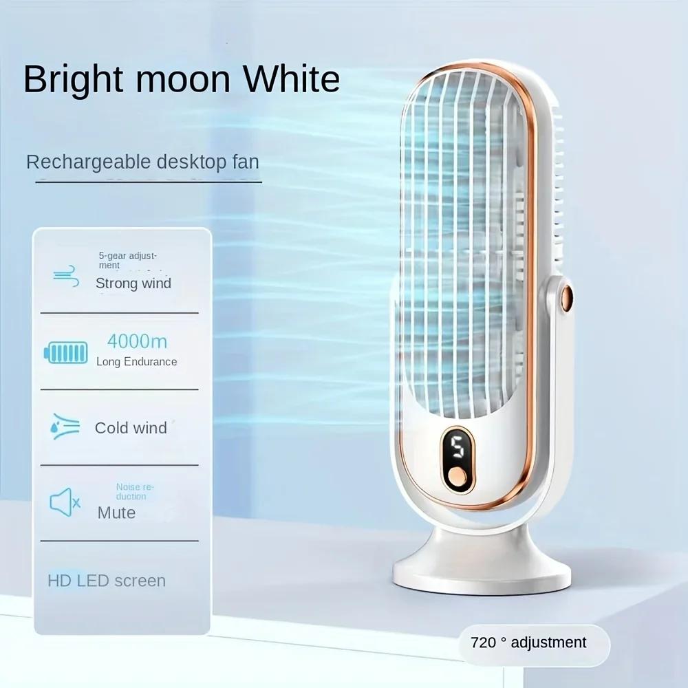 Desktop Tower Fan 720° Strong Air Cooling USB LED Display 5 Speed Adjustment Desktop Tower Fan Home Office Electric Fan Summer