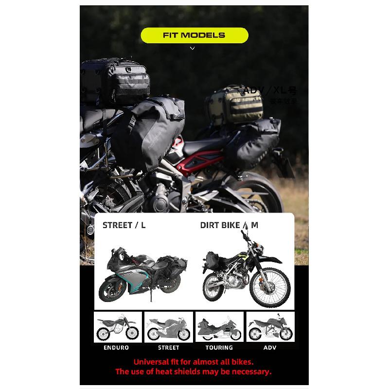 Rhinowalk 2 Pcs Motorcycle Saddle Side Pannier Bag 18L/28L/48L Waterproof Universal Motorbike Riding Luggage Storage Travel Bag