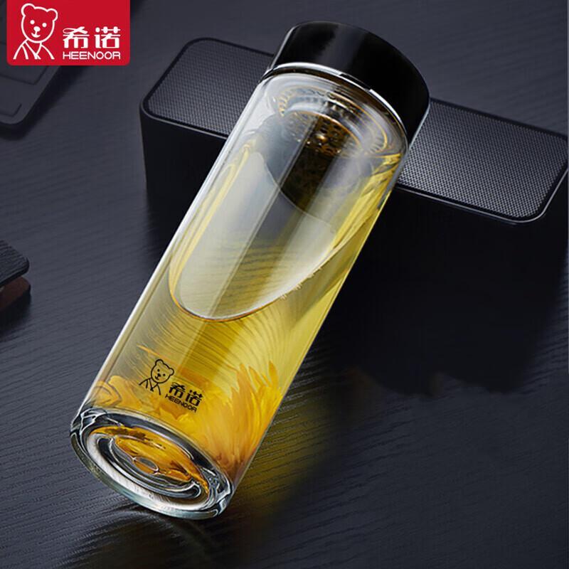 Heenoor Single-Layer Glass Tea Infuser Water Bottle 520ml