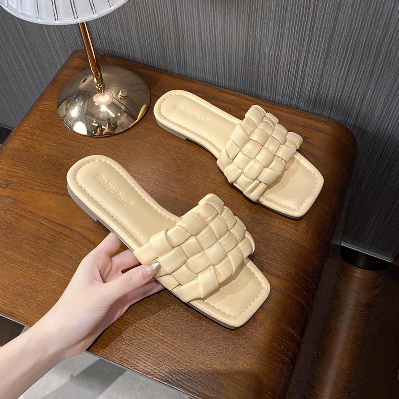 Мода 2025 Фея Вязаные Сандалии Женские Балетки Каблуки Шлепанцы Обувь Женские Летние Открытый Носок Пляжные Тапочки Дом и Улица Pantuflas Sandalias