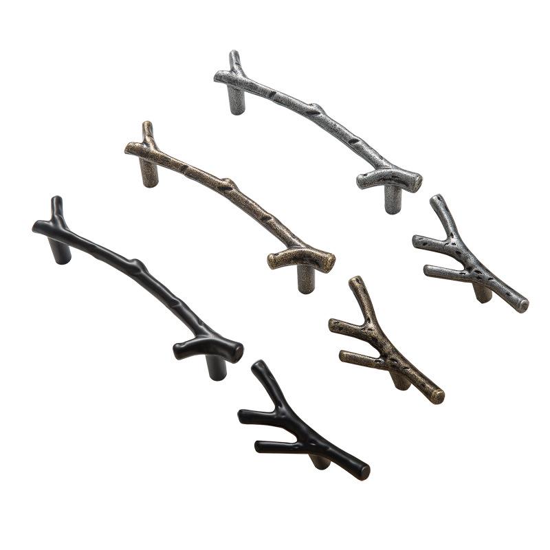 European Retro Black Branch Handle for Modern Kitchen or Wardrobe