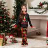Рождественский принт милый семейный комплект пижамы, домашняя одежда, семейный комплект топ с длинным рукавом и штаны комплект