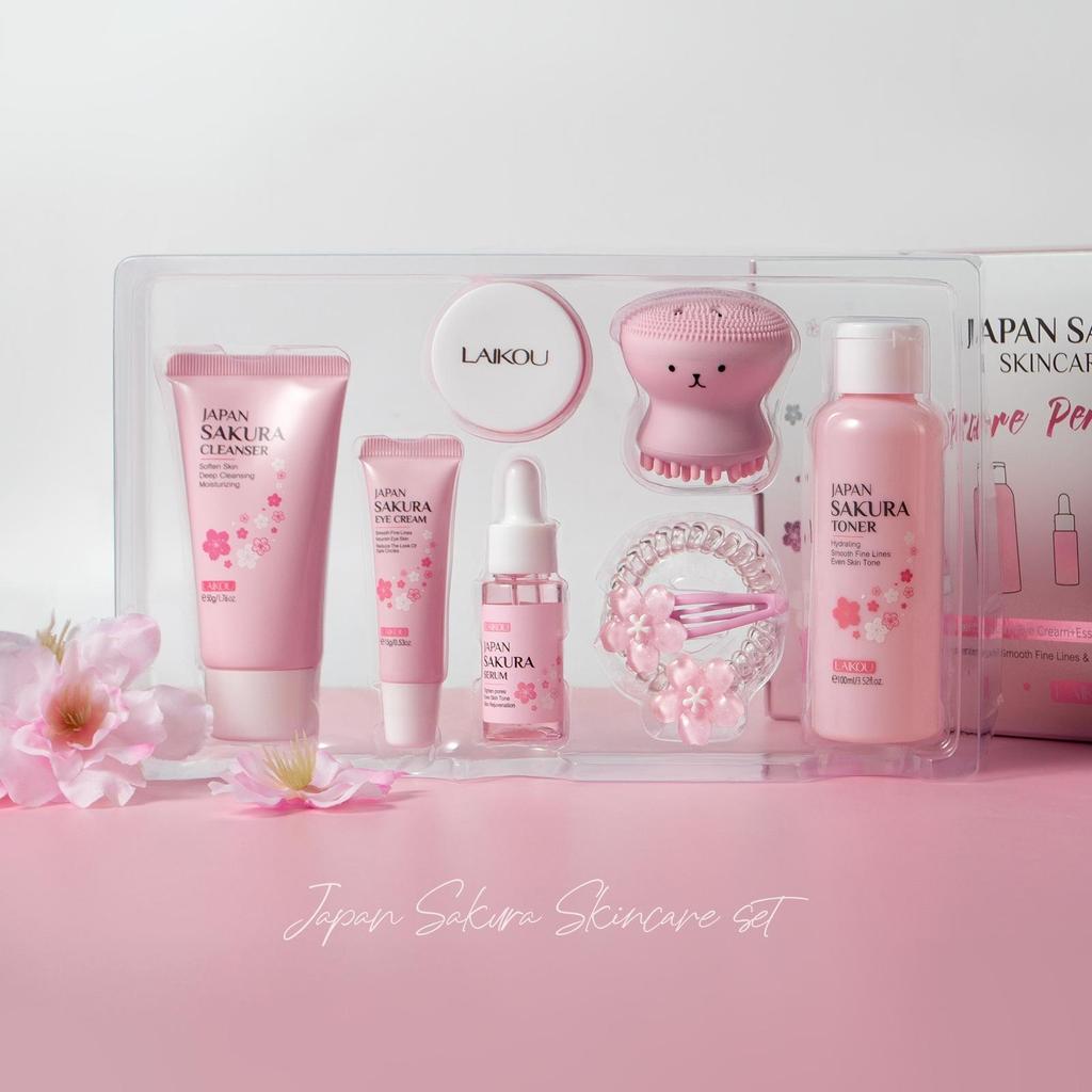 Премиальный набор для очищения и ухода за лицом LAIKOU Sakura из 8 предметов в подарок на день рождения