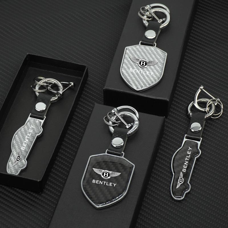 Carbon Fiber B-Bentley-B Car Keychain Keyring Key Ring Pendant for Bentley Continental GT MULLINER Bentayga Flying Hurtling Spur