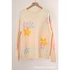 Autumn and Winter Women's Sweater Printed Pullover Sweater Flower Sweater