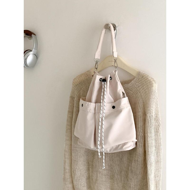 Новая сумка-ведро на кулиске женская сумка через плечо нейлоновая сумка-тоут большой вместимости женская повседневная сумка на плечо в стиле ленивый ветер женская