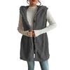 Women's Sleeveless Hoodie Coat Button Down Faux Fur Fuzzy Coat Oversized Textured Hooded Vest Fall Outerwear