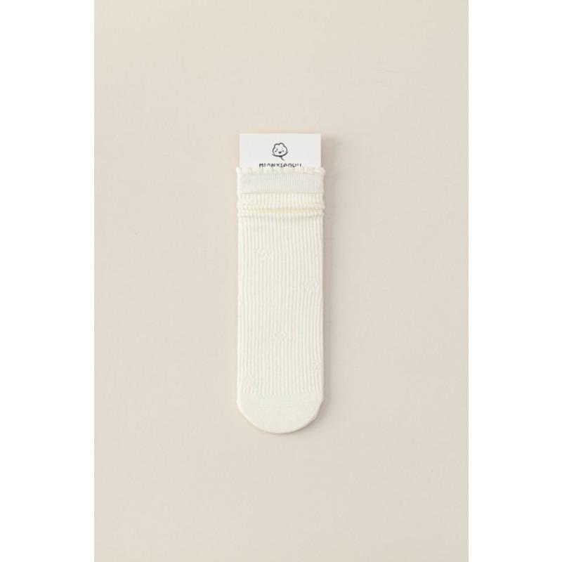 Простые носки из чистого хлопка без косточек с кружевом из черного гриба, прямые до середины икры, для осени и зимы, не сдавливающие, свободные послеродовые носки, махровые длинные носки