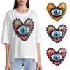 1Pc Applique Colorful On Clothes Large Sequin Patches DIY Embroidery Custom Heart-shape Big Eyes