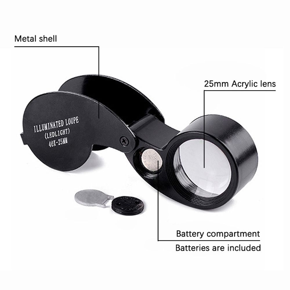 Folding Foldable Magnifier Handheld 40X Magnifying Glass Mini Repair Tool
