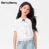 BARRY BANNY Девочки Футболка с коротким рукавом, ажурная вязка, воротник Питер Пэн