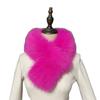 Autumn-Winter Rose Red Faux Fox Fur Cross Neck Warmer Scarf with Plush Decor, Celebrity Style Fur Collar.
