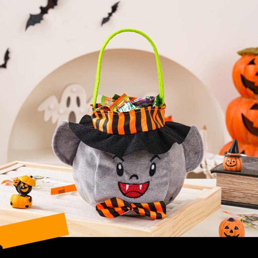 Cloth Pumpkin Candy Bucket Trick or Treat Stuffed Cotton Tote Bags Kawaii Halloween Candy Bag  Kids