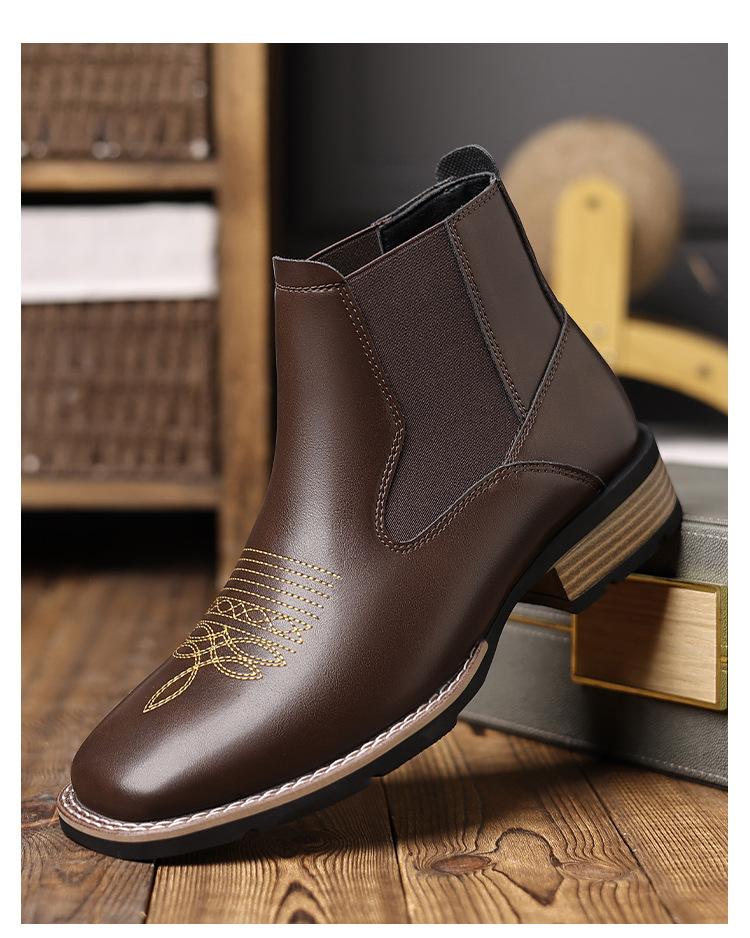 R007 Ботинки челси Вышитый пуловер Ботинки челси Мужские ботинки Мартин, внешняя торговля