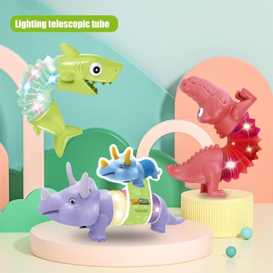 Dinosaur Telescopic Tube Toy Free Transformation Fun Battery Operated Lighting Stress Relief Kids Dino Animal