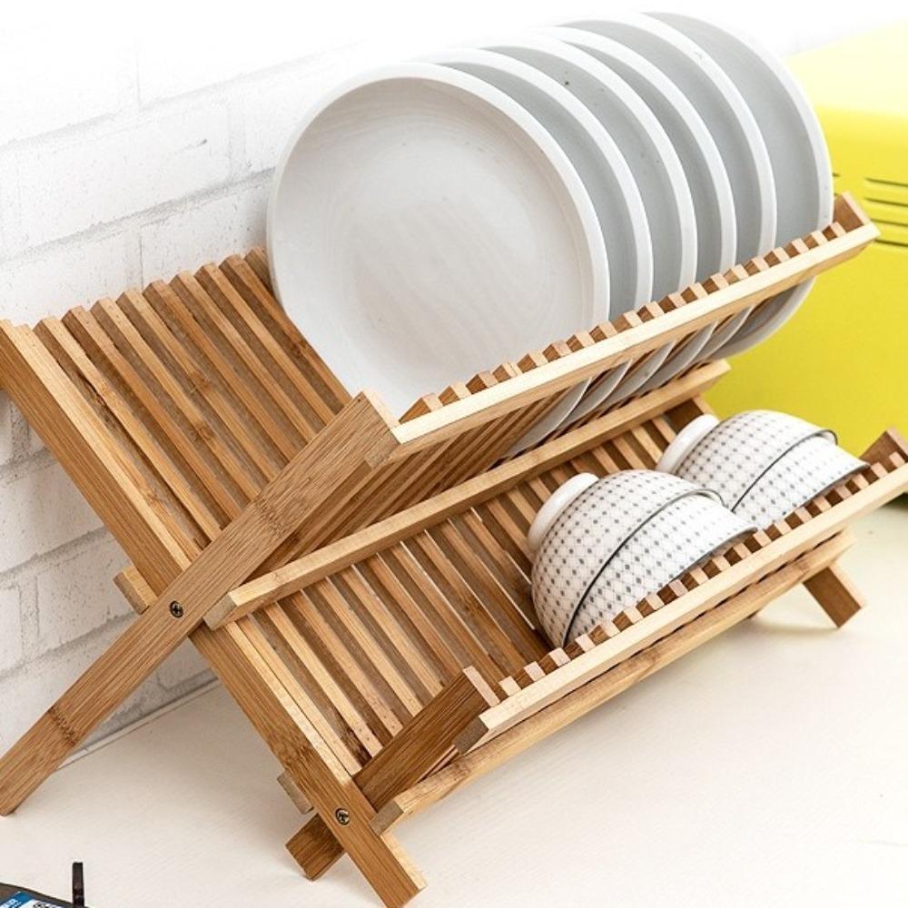 Retro Folding Dish Rack Natural Drying Holder Easy Clean Dish Drying Rack Restaurant