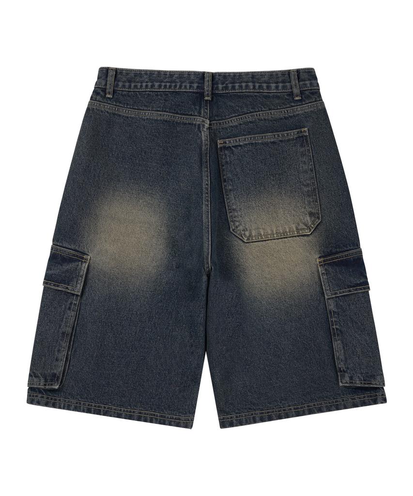 STENDS [M~4Xl] Cargo Pocket Bermuda Denim Pants_Vintage Blue