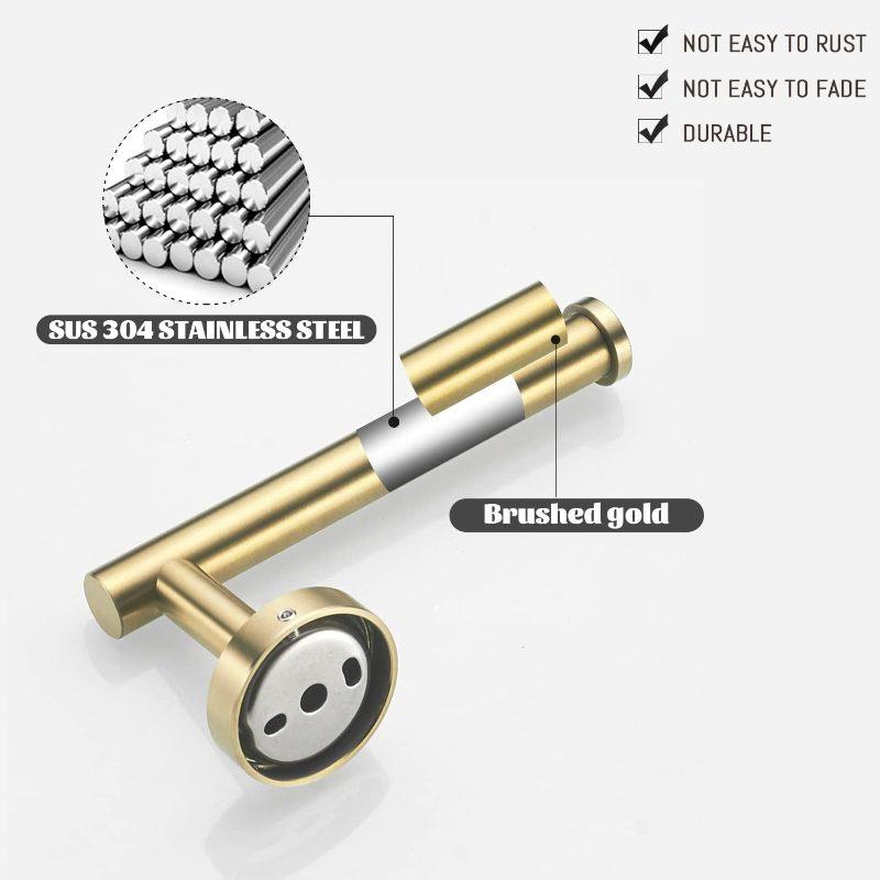 1set of Gold Bathroom Hardware Accessories, Hair + Gold Towel Ring Set, Including Bristle Gold Toilet Paper Holder.