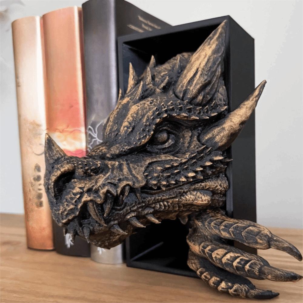 3D Dragon-Shaped Book Stand Set Resin Bookshelf Decoration File Cabinet