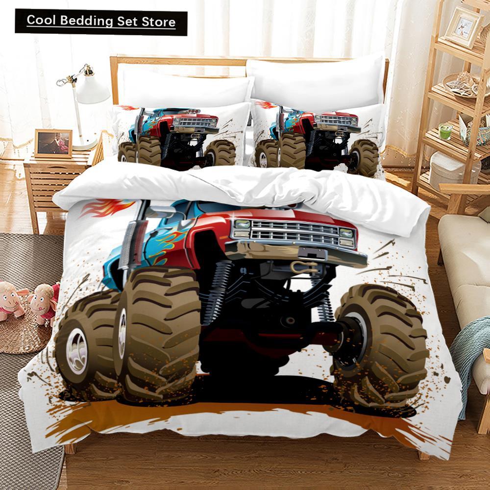 3D Print Anime Monster Jam Bedding Set Single Twin Full Queen King Size Monster Jam F1 Bed Set Teenager Bedroom Duvet Cover Sets
