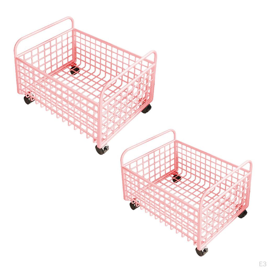 Rolling Utility Storage Basket under Desk Book Bin File Organizer with Wheels for Bookshelf Magazine