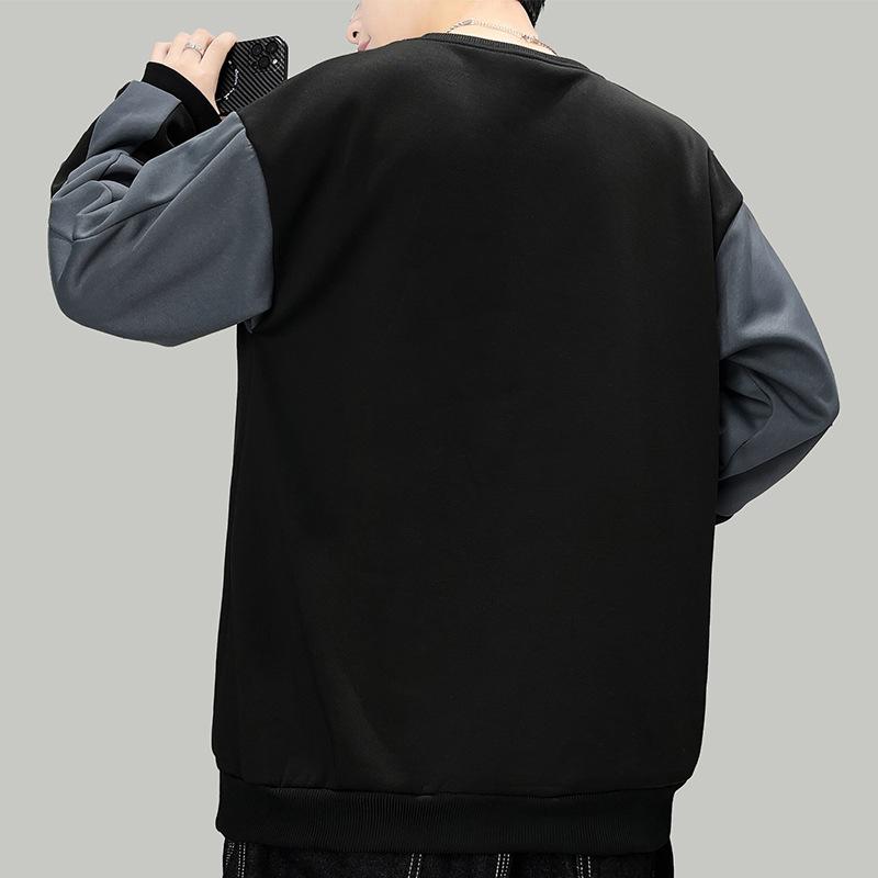 Sweatshirt Men's Spring Autumn Round Neck Trend Color Blocking Loose Drop-shoulder Sleeve Versatile Casual Men's Sweatshirt