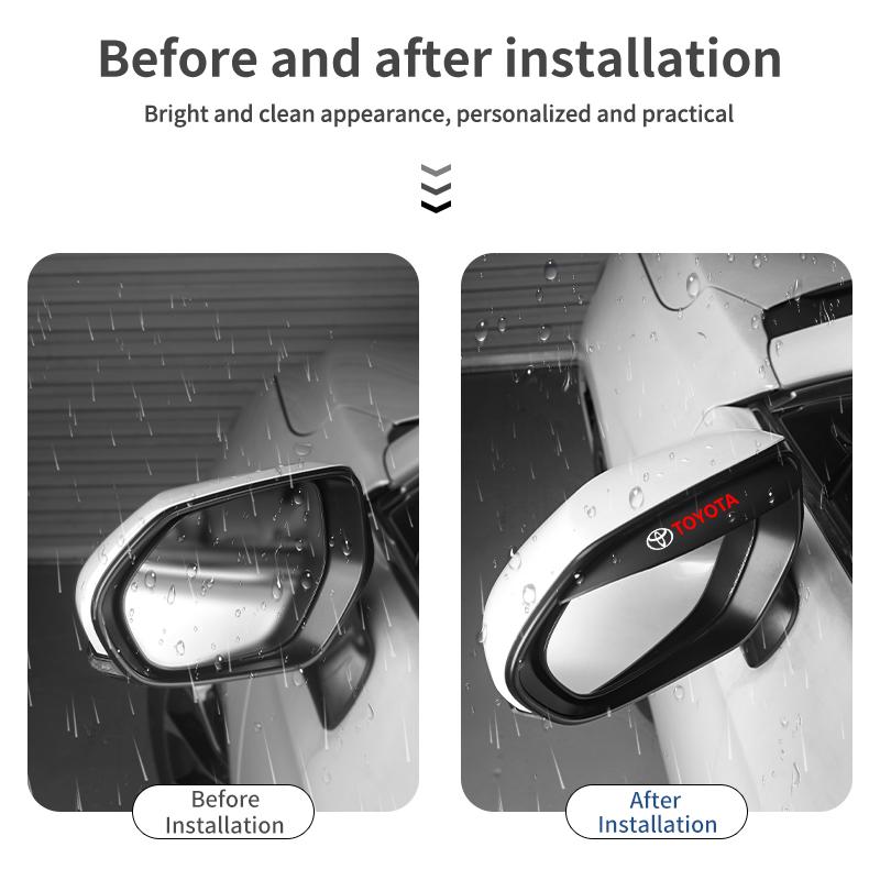 AACT1 2PCS Car Rearview Mirror Rain Shield Stickers Rain Eyebrow For Toyota Corolla Yaris Camry Prius RAV4 CHR Hilux Aygo Accessories