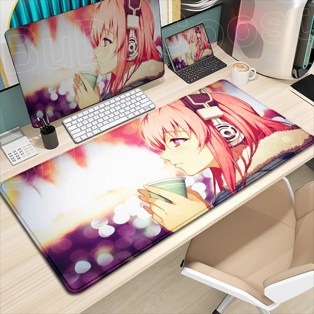 Игровой коврик для мыши Super Sonico, большой, расширенный, аксессуары для ПК и офиса, кавайная девушка, HD-печать, коврик для клавиатуры компьютера, 900x400 мм