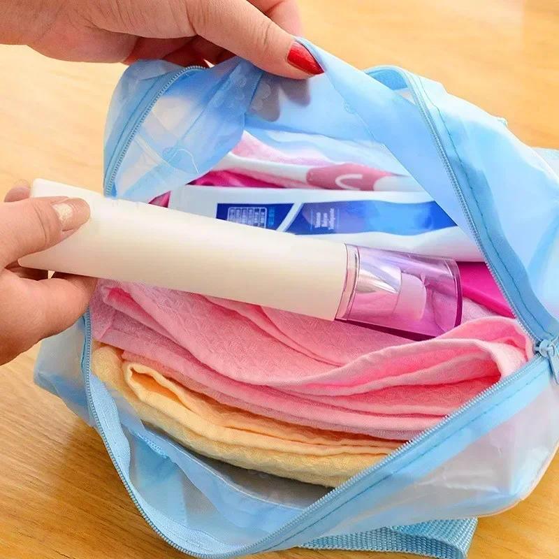 Прозрачные сумки для макияжа из ПВХ, портативные женские водонепроницаемые косметички с цветочным принтом, дорожные сумки для хранения туалетных принадлежностей и душа
