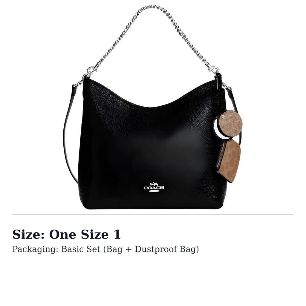 COACH Laurel Bright Soft Pebble Leather Shoulder Bag Large Women's Black CBI93-SVS3B