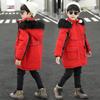 Детская одежда Зимняя куртка-пуховик для мальчиков Детская хлопковая куртка средней длины Утепленная хлопковая куртка для мальчиков среднего и большого размера