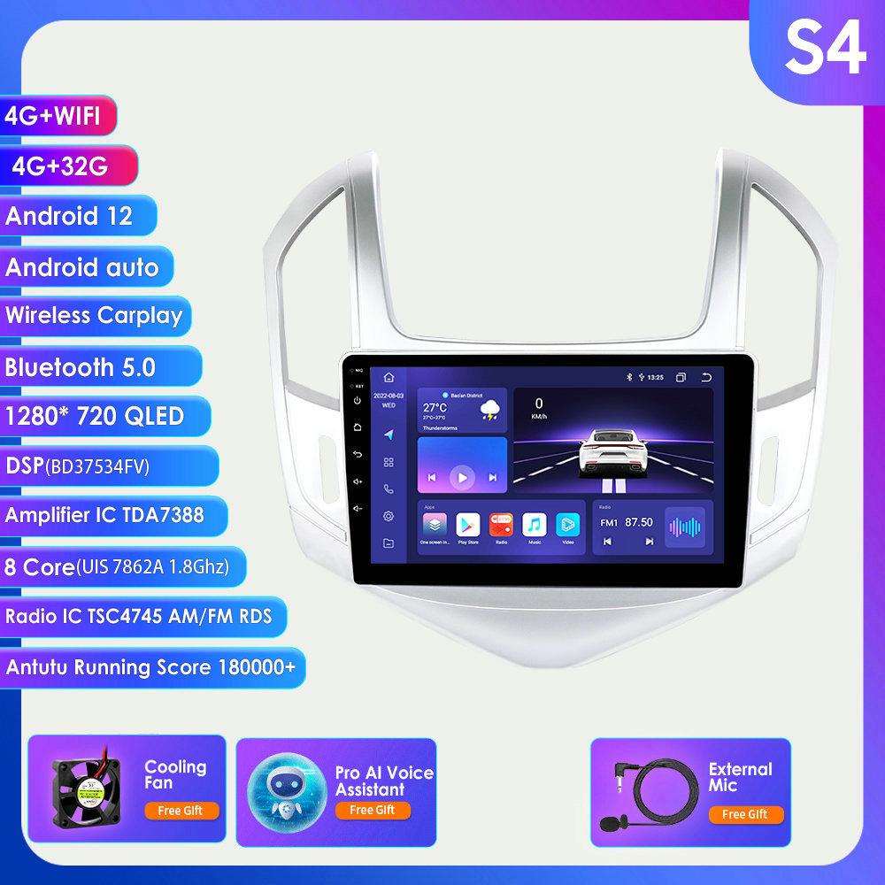 Hizpo 4G-LTE 9-дюймовый Android 12 Автомобильный радиоприемник для Chevrolet Cruze J300 J308 2012-2015 Мультимедийный плеер GPS 2Din Carplay Авто Стерео Bluetooth SWC Головное устройство