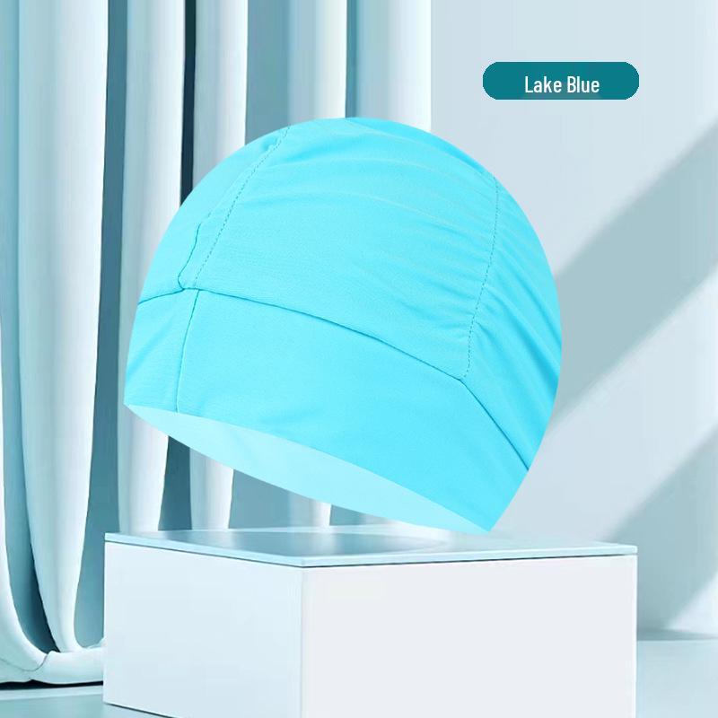 Женская купальная шапочка большого размера с цветочным плиссе - Неплотная посадка, однотонная, модный тканевый дизайн