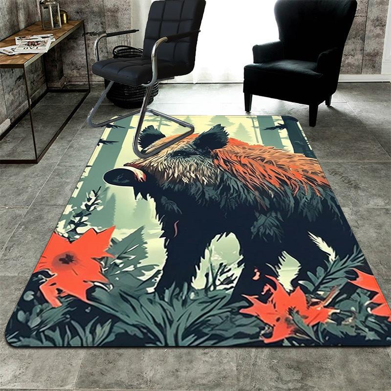Wild Boar Rug Floor Mat for Living Room or Bedroom Soft and Comfortable Carpet a Gift for Birthday and Holiday.MFF0918611