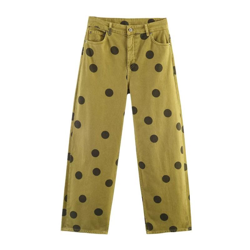 RZ Handmade Womens Classic Polka - Straight Leg Mid Waist Jeans 9632096