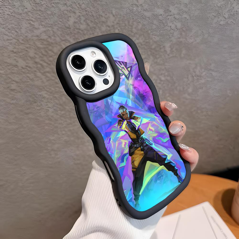 Чехол-накладка Valo Waylay для iPhone 17 16 15 14 13 12 11 Air Pro Max Plus Черный Мягкий ТПУ Покрытие с Волнистым Краем