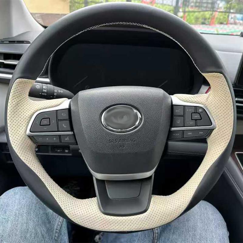 Hand-Sewn Alcantara Non-slip Suede Nappa Leather Car Steering Wheel Cover Wrap for Toyota Corolla Highlander 2025 Interior