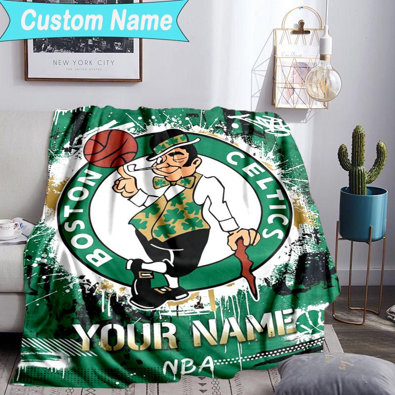 Custom Name Blanket Boston Basketball Blanket Bedding Blanket for Travel, Camping, Living Rooms, Offices, Sofas, Fan Christmas gift