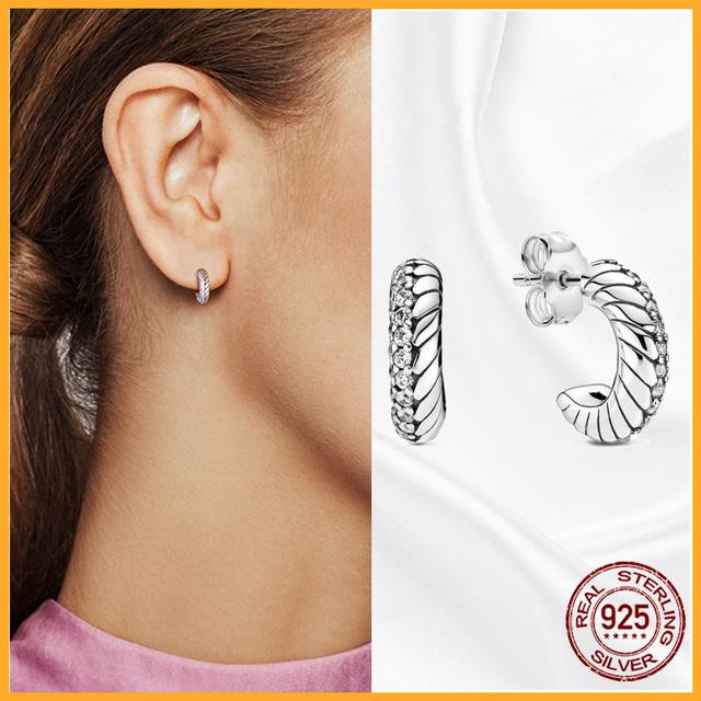 Аутентичные серьги-гвоздики из стерлингового серебра 925 пробы Plata De Ley, модные серьги-гвоздики для женщин, оригинальные сверкающие Pav Day, специальный подарок