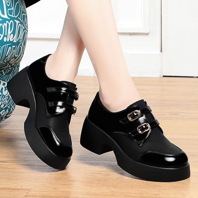 Модные черные мокасины женские 2024 осень новые британские туфли на платформе маленькие кожаные туфли женские ретро туфли на высоком каблуке Jk Shoes женские туфли-лодочки